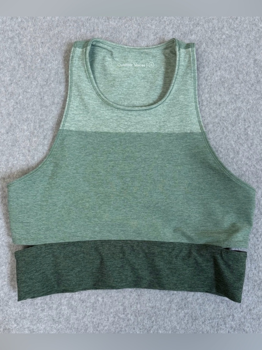 Outdoor Voices Green Colorblock Racerback Sports Bra